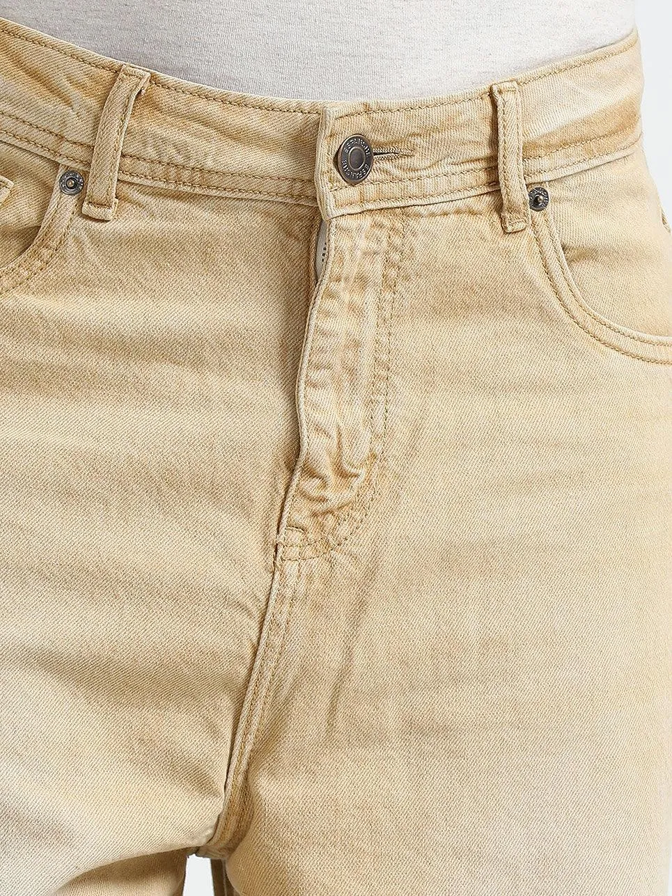 Rattled Loose Fit Jeans - Sand Brown