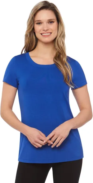 Rekucci Women's Perfectly Soft Essential Fitted Classic Casual Dressy Short Sleeve Scoop Neck T-Shirt