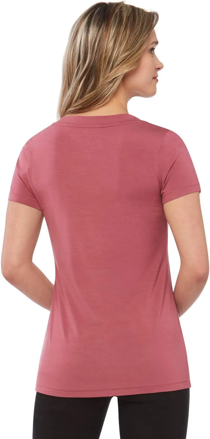 Rekucci Women's Perfectly Soft Essential Fitted Classic Casual Dressy Short Sleeve Scoop Neck T-Shirt