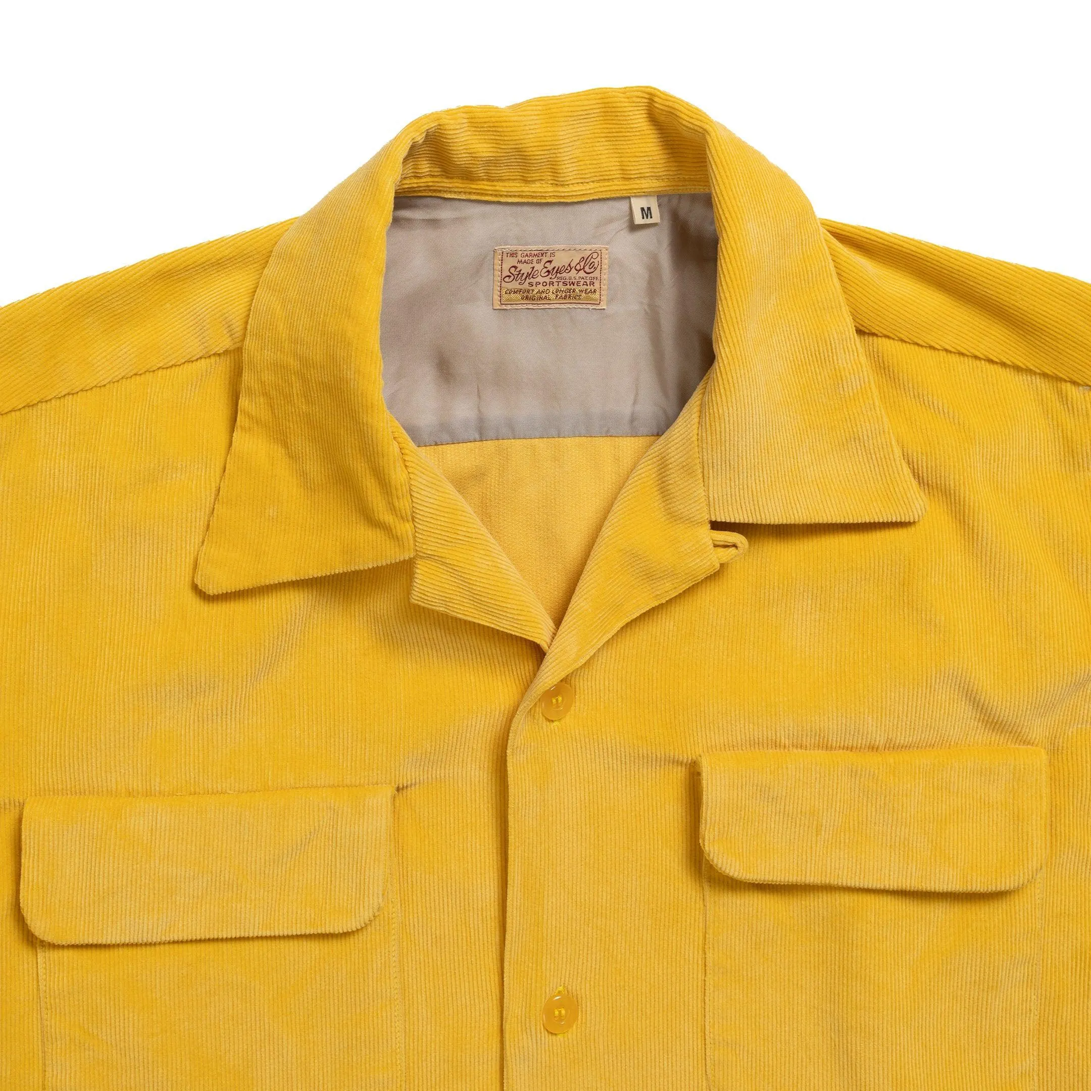 Style Eyes Solid Model Corduroy Sports Shirt Yellow