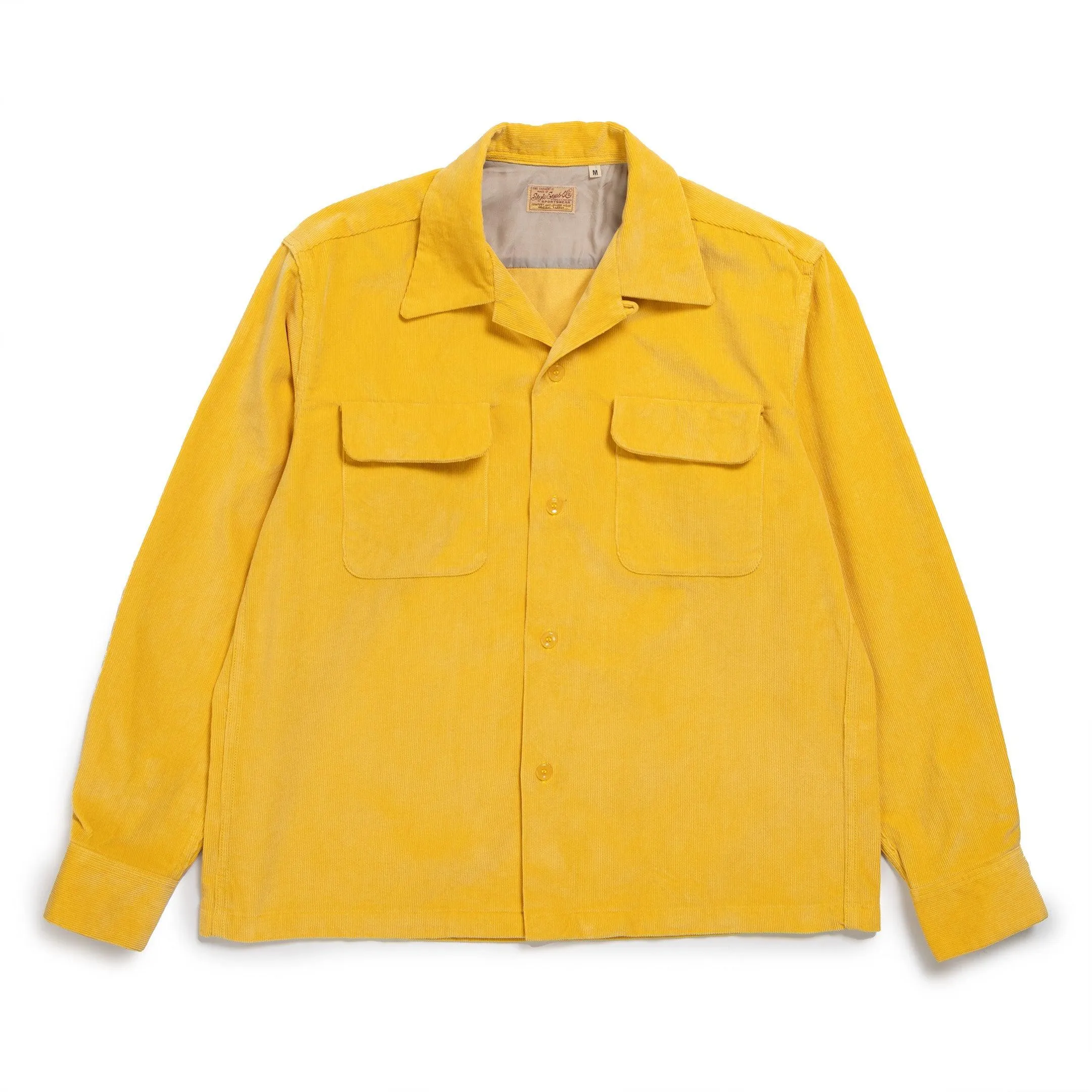 Style Eyes Solid Model Corduroy Sports Shirt Yellow