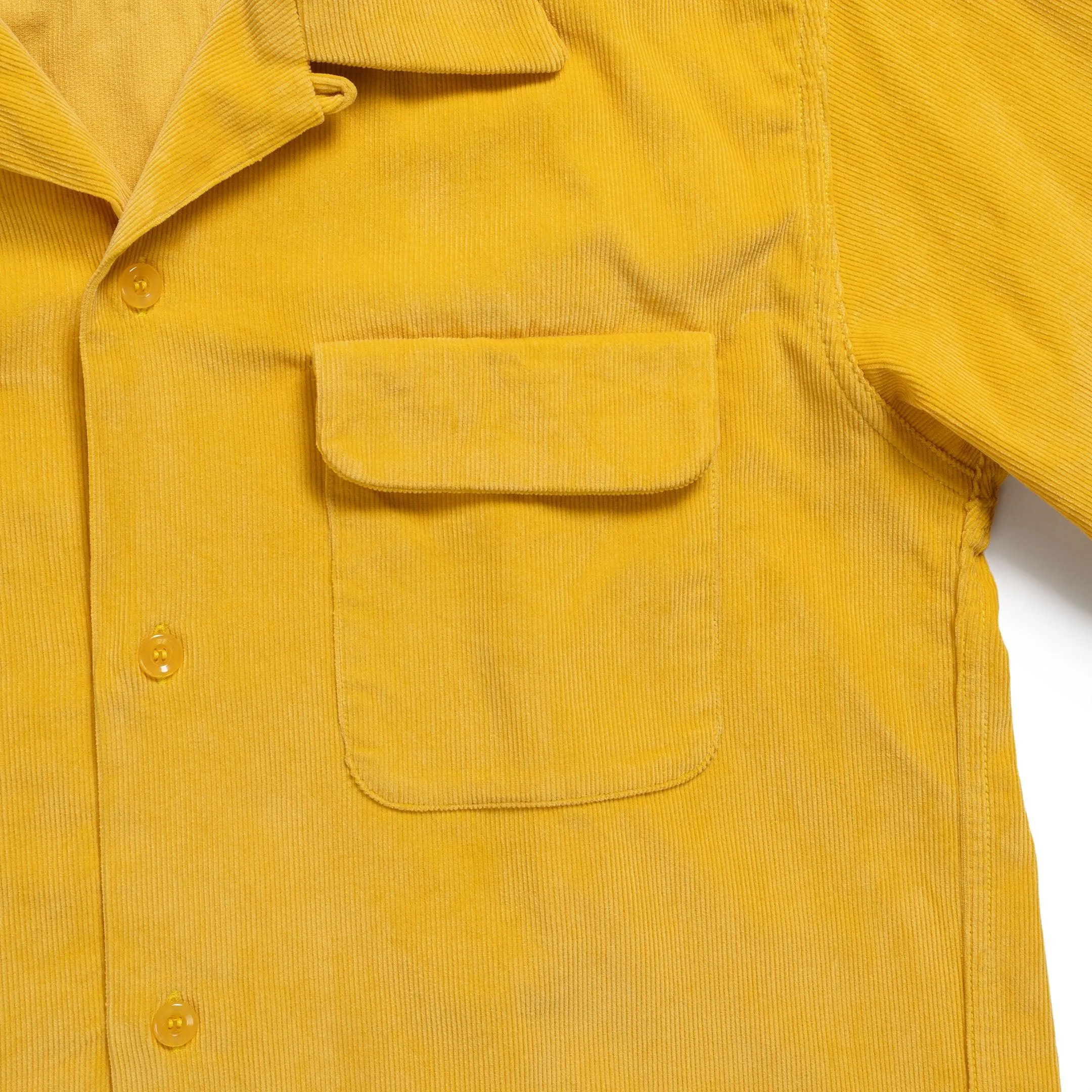 Style Eyes Solid Model Corduroy Sports Shirt Yellow