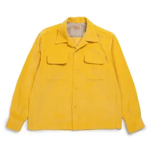 Style Eyes Solid Model Corduroy Sports Shirt Yellow