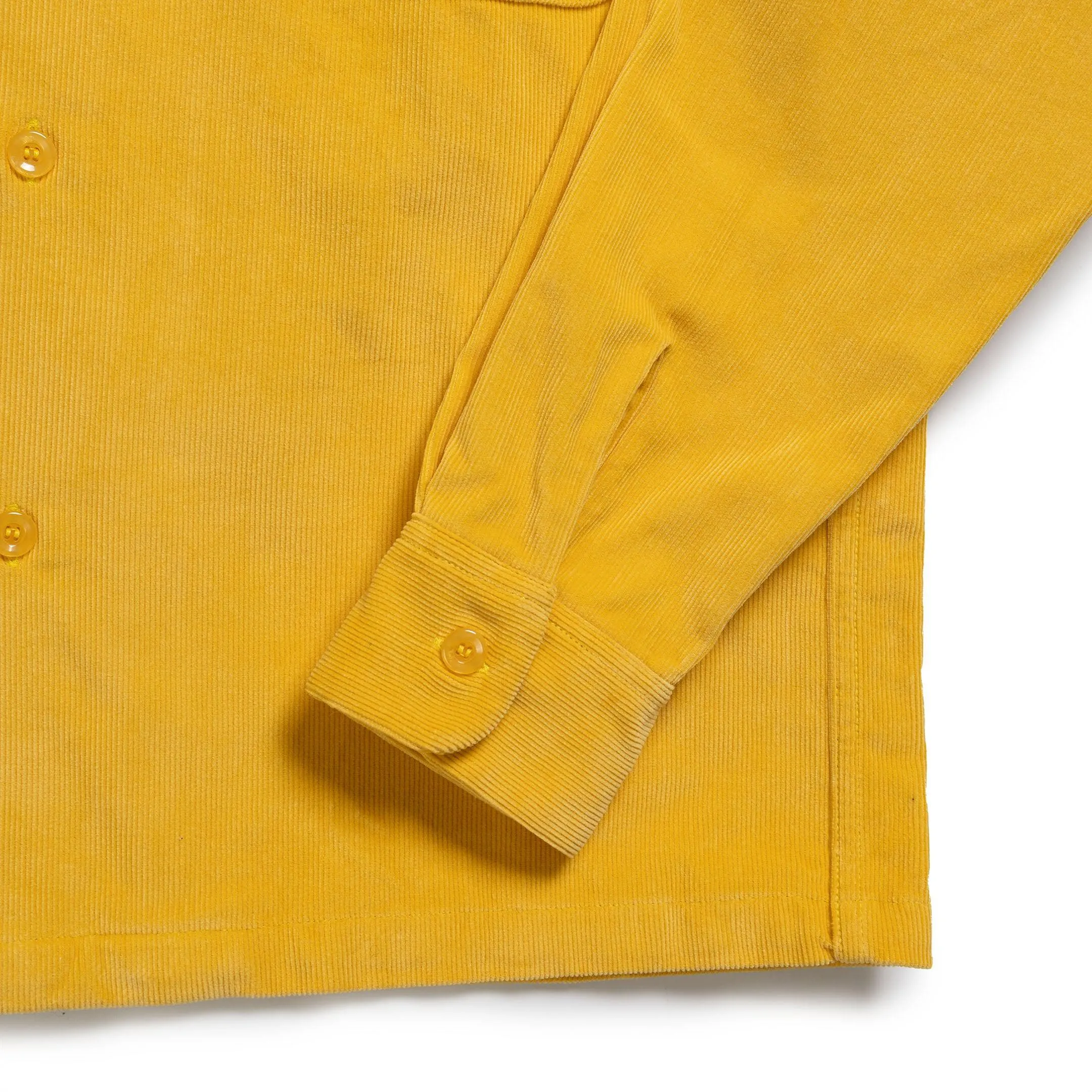 Style Eyes Solid Model Corduroy Sports Shirt Yellow