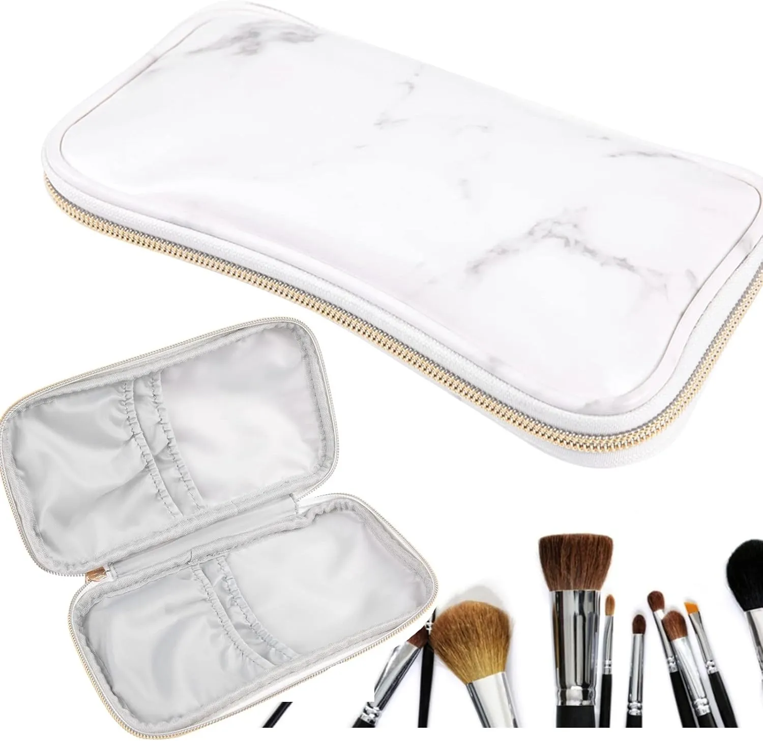 Travel Cosmetic Case,Zipper Makeup Brushes Bag,Marble Makeup Bag Storage Cosmetic Bag,Professional Multi functional Cosmetic Bag Handbag for Travel Home
