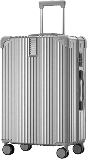 Trolley Case With Universal Wheels And Bag, Multi-functional Carrying Case, Hard Shell Suitcase With Impact Resistant Corners (Color : 20, Size : Silver)