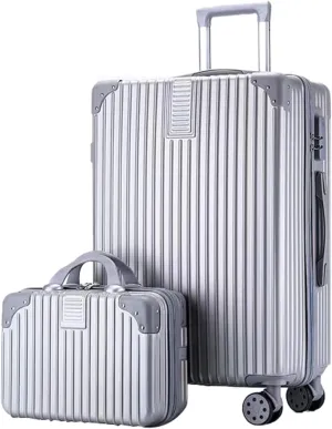 Trolley Case With Universal Wheels And Bag, Multi-functional Carrying Case, Hard Shell Suitcase With Impact Resistant Corners (Color : 22 Bag, Size : Silver)
