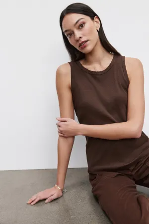 Velvet by Graham & Spencer Maxie Cotton Slub Ribbed Tank | Bark