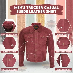 Vintage Trucker Suede Leather Jacket Men - Classic Denim Biker Cafe Racer Causal Western Jacket