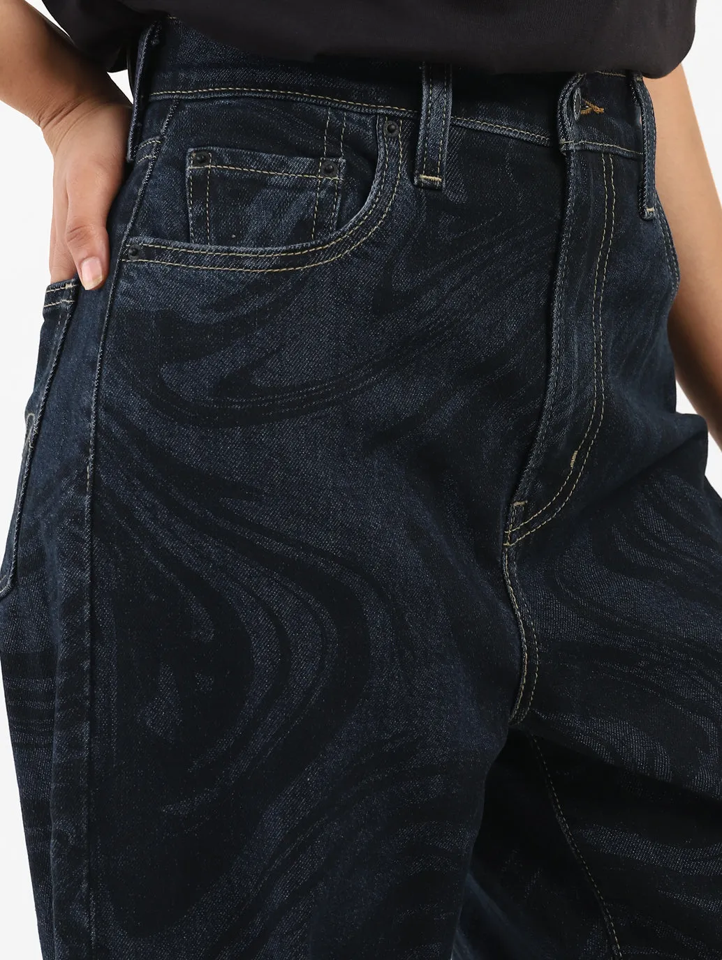 Women's Blue Tapered Fit High Rise Jeans