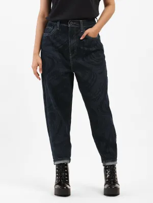 Women's Blue Tapered Fit High Rise Jeans