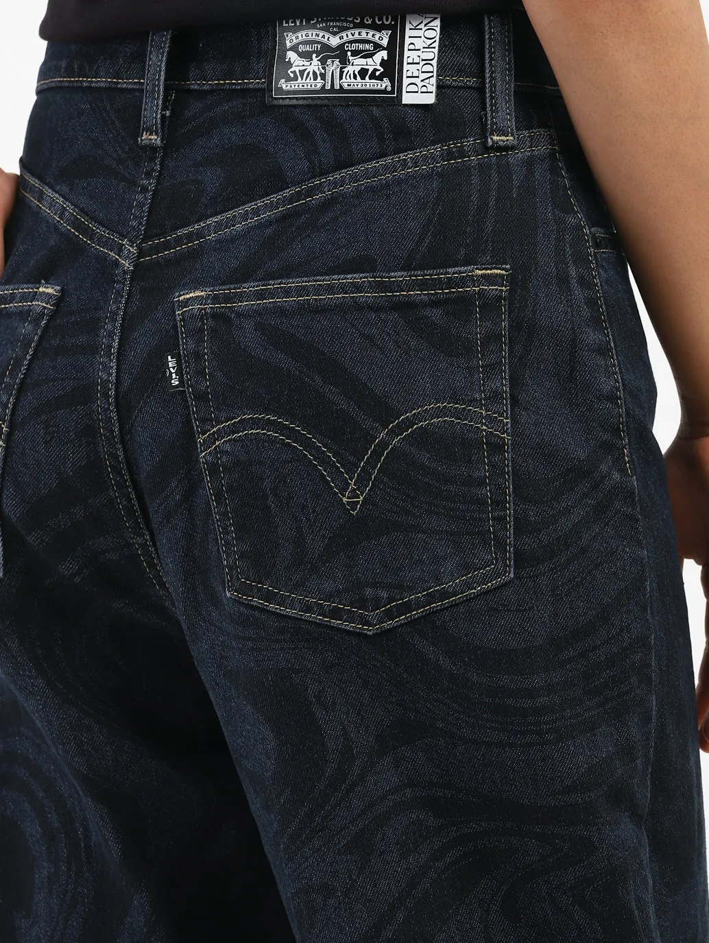 Women's Blue Tapered Fit High Rise Jeans