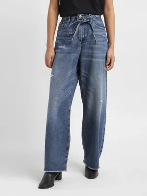 Women's Blue XL Balloon Loose Fit High Rise Jeans