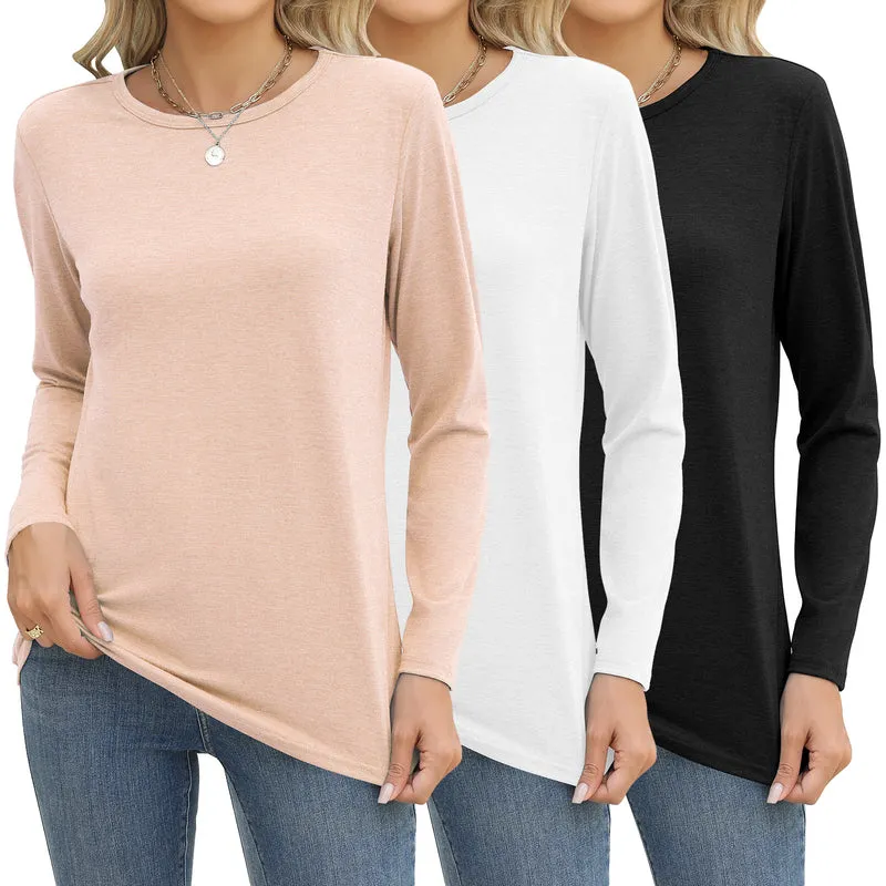Zeagoo 3 Pack Long Sleeve Shirts for Women Loose Fit Basic Tee Tops