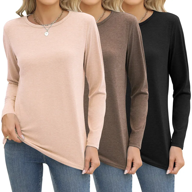 Zeagoo 3 Pack Long Sleeve Shirts for Women Loose Fit Basic Tee Tops